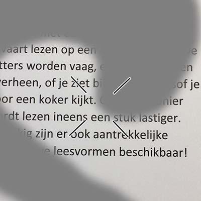 Voorbeeld tekst lezen met oogaandoening glaucoom
